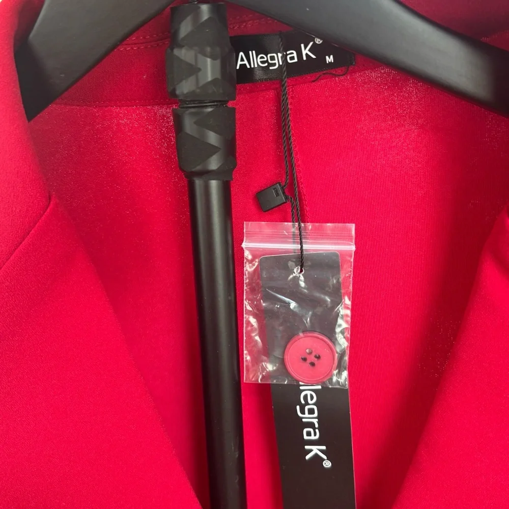 Allegra K New Bold Red Women's Medium Blazer Lightweight w/ Padded Shoulders - Picture 5 of 9